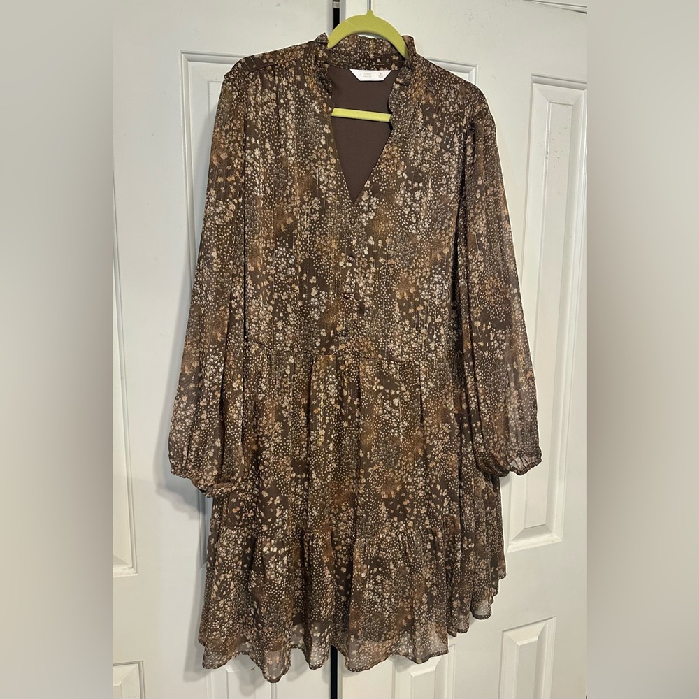 LC Lauren Conrad Earthy Floral Ruffle Dress